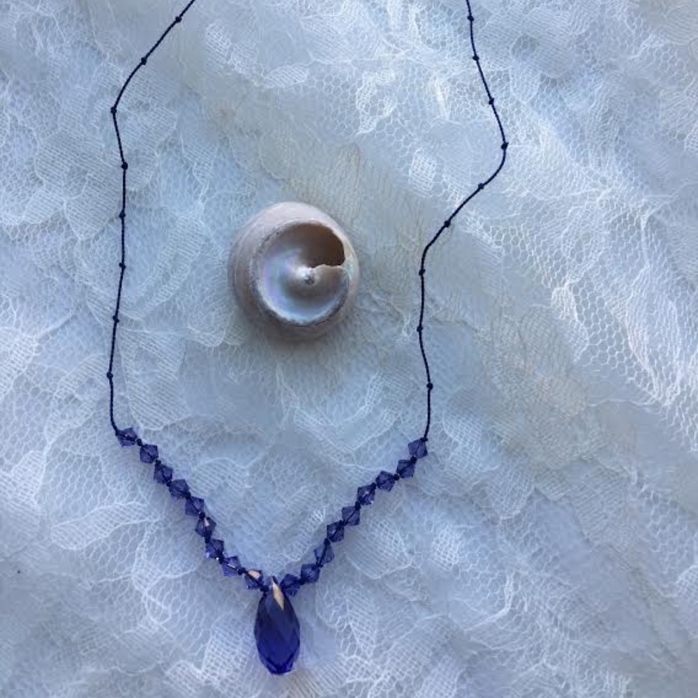 105: Violet Silk Tie Necklace